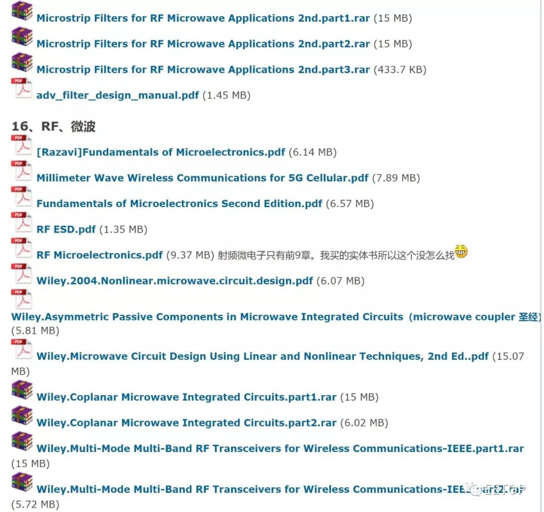 模拟资料大全下载 包括 模拟三圣经 微波工程 器件 运放 功放 锁相环 天线 Adc